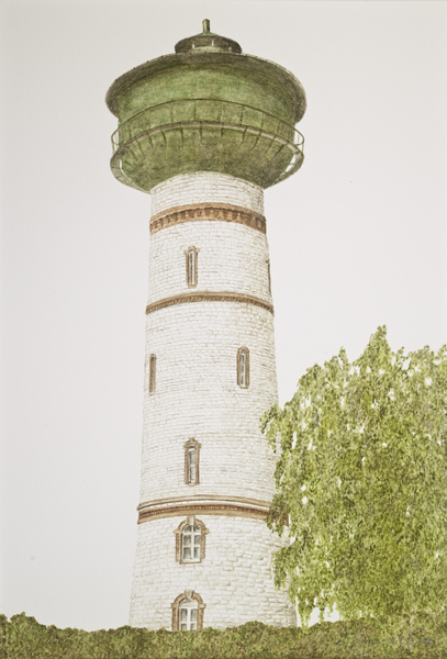 Rheinfelden - Mauern Dächer Türme - Wasserturm, 20 x 29.5 (Aquarell von Gitta von Felten)