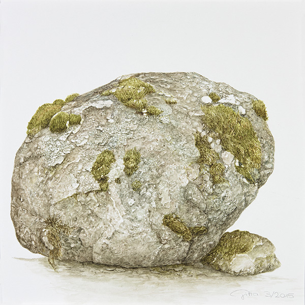 steinig - Stein bewachsen, 28 x 28 (Aquarell von Gitta von Felten)