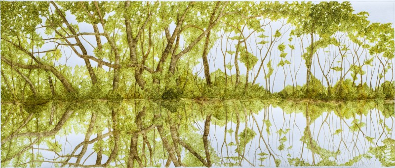 Wald am See, 120 x 50 (Aquarell von Gitta von Felten)